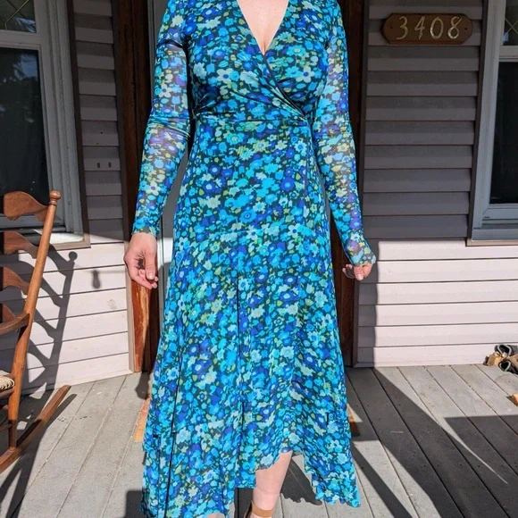 Ganni Blue Floral Dress - Picture 2 of 6